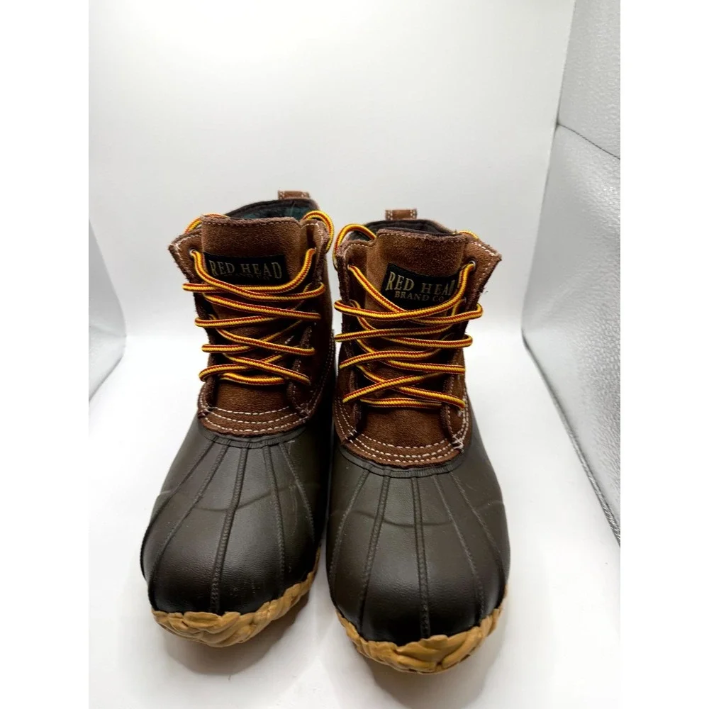 Red Head Mens 7 Black Brown Leather Ankle Round‎ Toe Lace Up Hunting Duck Boot